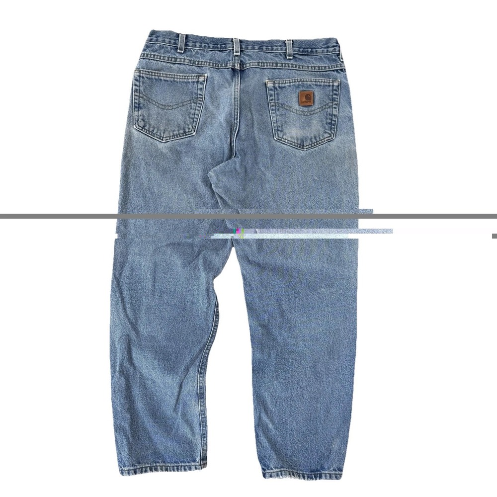 Carhartt Jeans Mens 36x28 Blue Stone Wash Relaxed Straight Distressed Denim